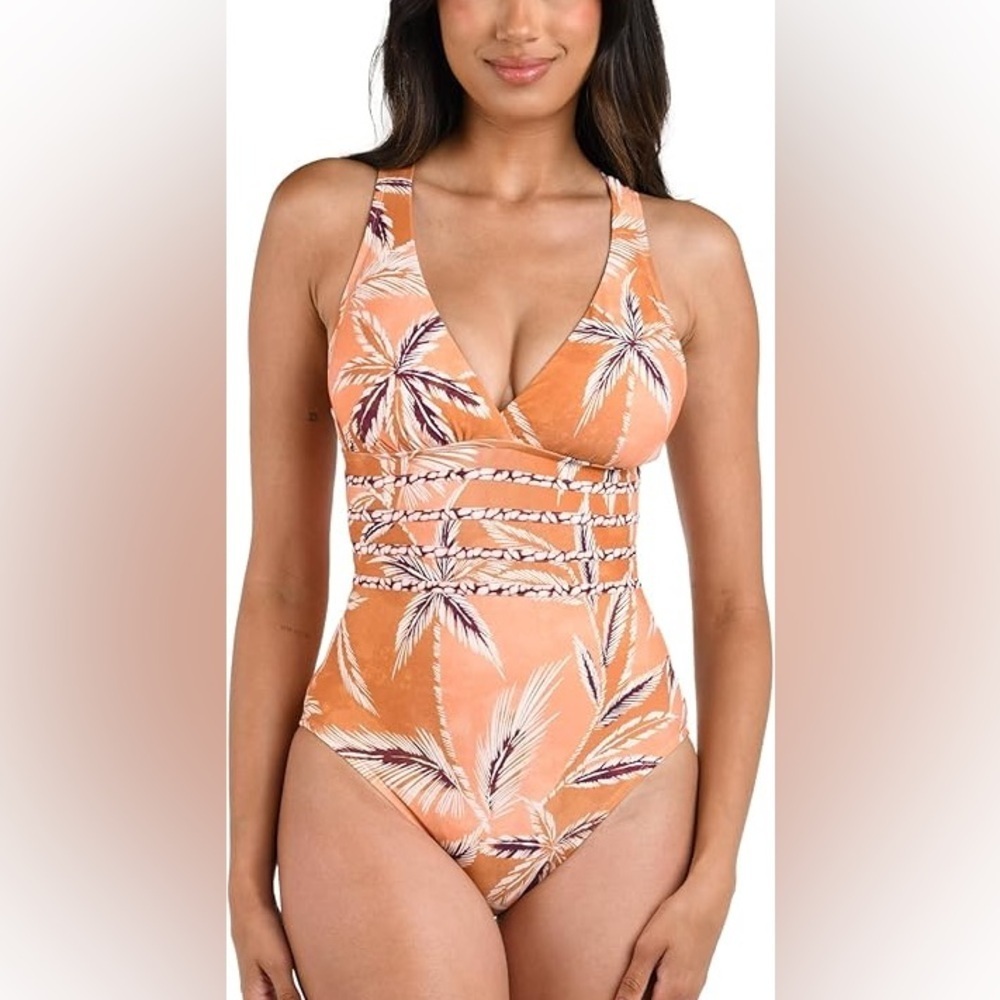 La Blanca Women's Multi Strap Cross Back One Piece Swimsuit Sienna/Sandy Cove16